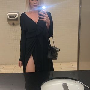 ASOS hi slit black dress